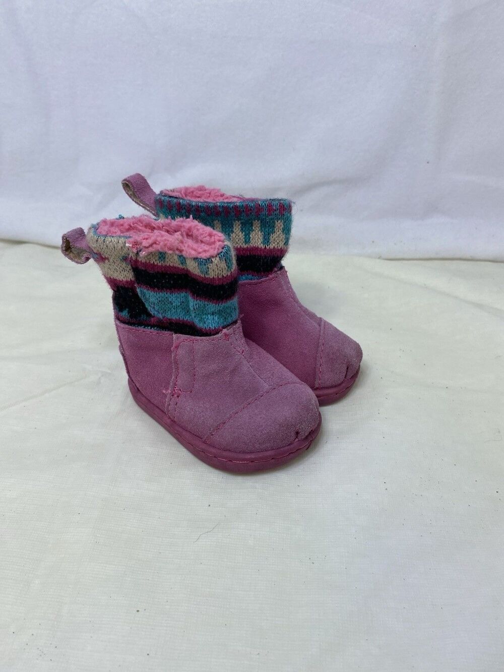 TOMS Nepal Boot Pink Suede Mix Boot size Tiny 2 T